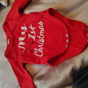 Long sleeve cotton"My first Christmas"onesy NEVER WORN!